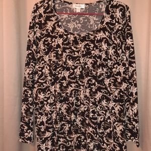 DressBarn / Long Sleeved scroll Art, Ruffled Shirt for Woman/ 1x